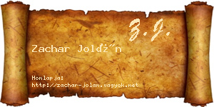Zachar Jolán névjegykártya